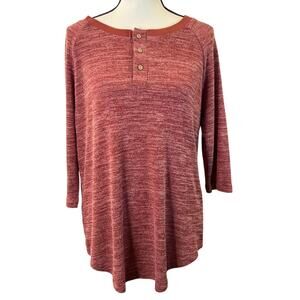 Hocosit Women’s Casual Heather Red Top Size L